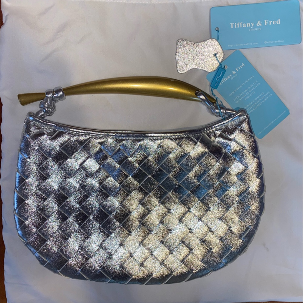 Leather Tiffany & Fred Silver Woven Purse